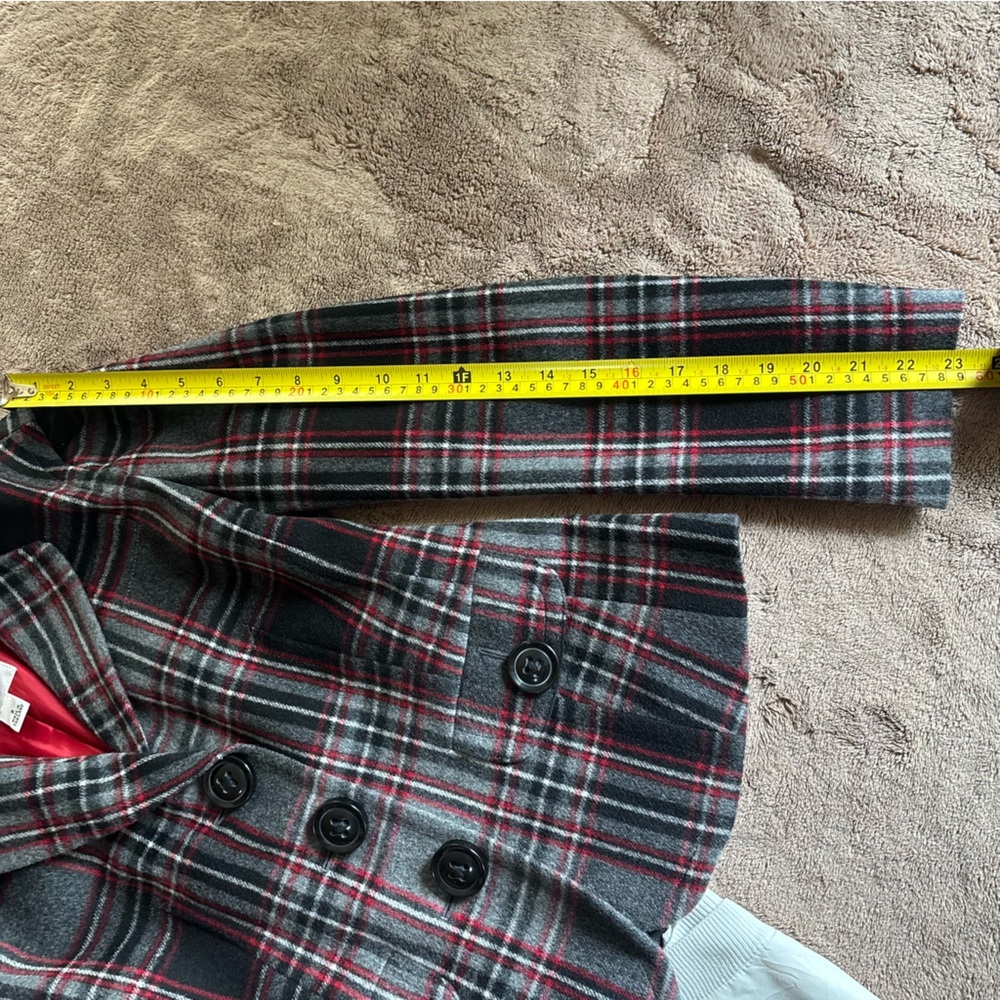 Talbots wool-blend tartan plaid blazer jacket in grey, black, and red size 2 - Picture 8 of 11